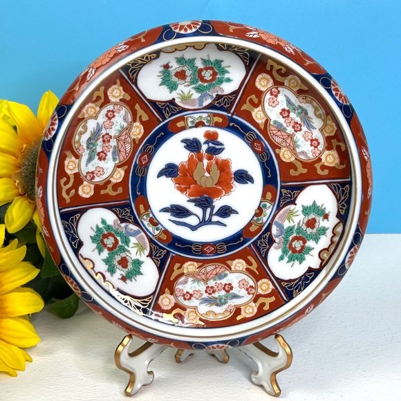 RARE Vintage Original Toyo Japan Gold Imari Console Bowl Japanese Hand‎ Painted - Picture 1 of 5